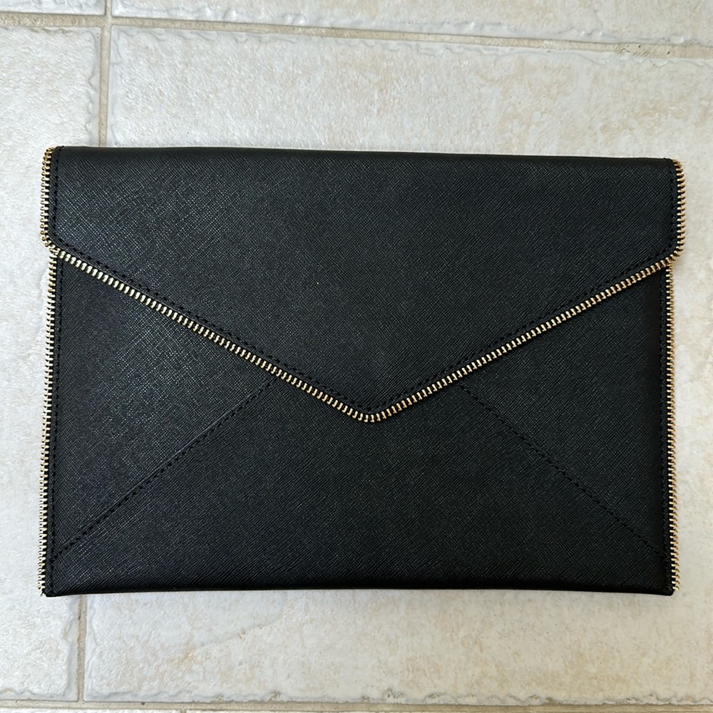 Rebecca Minkoff envelope clutch. Black leather